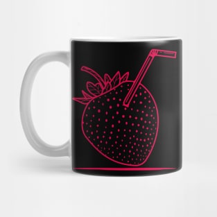 strawberry with straw Mug